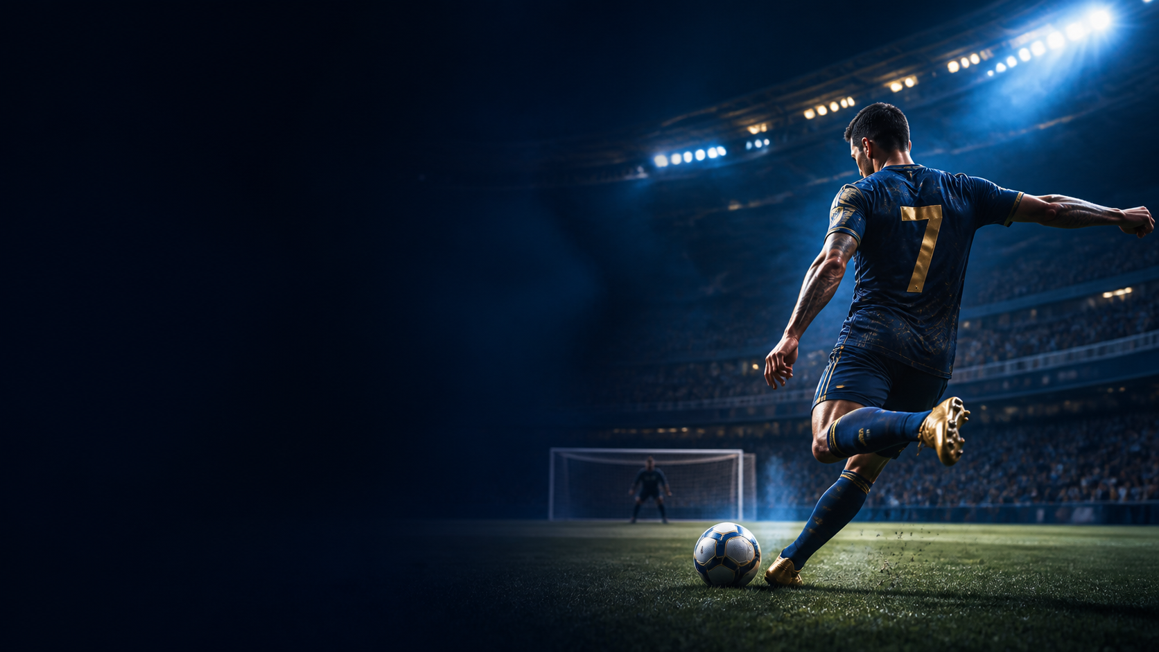 Jogador fictício em um estádio iluminado